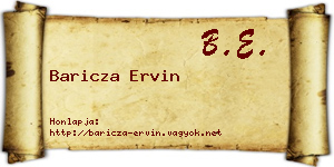 Baricza Ervin névjegykártya
