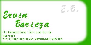 ervin baricza business card